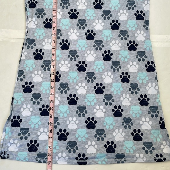 Mia & Tess Paw Print Women's Pajama Nightgown Gray and Blue Medium - Picture 9 of 9